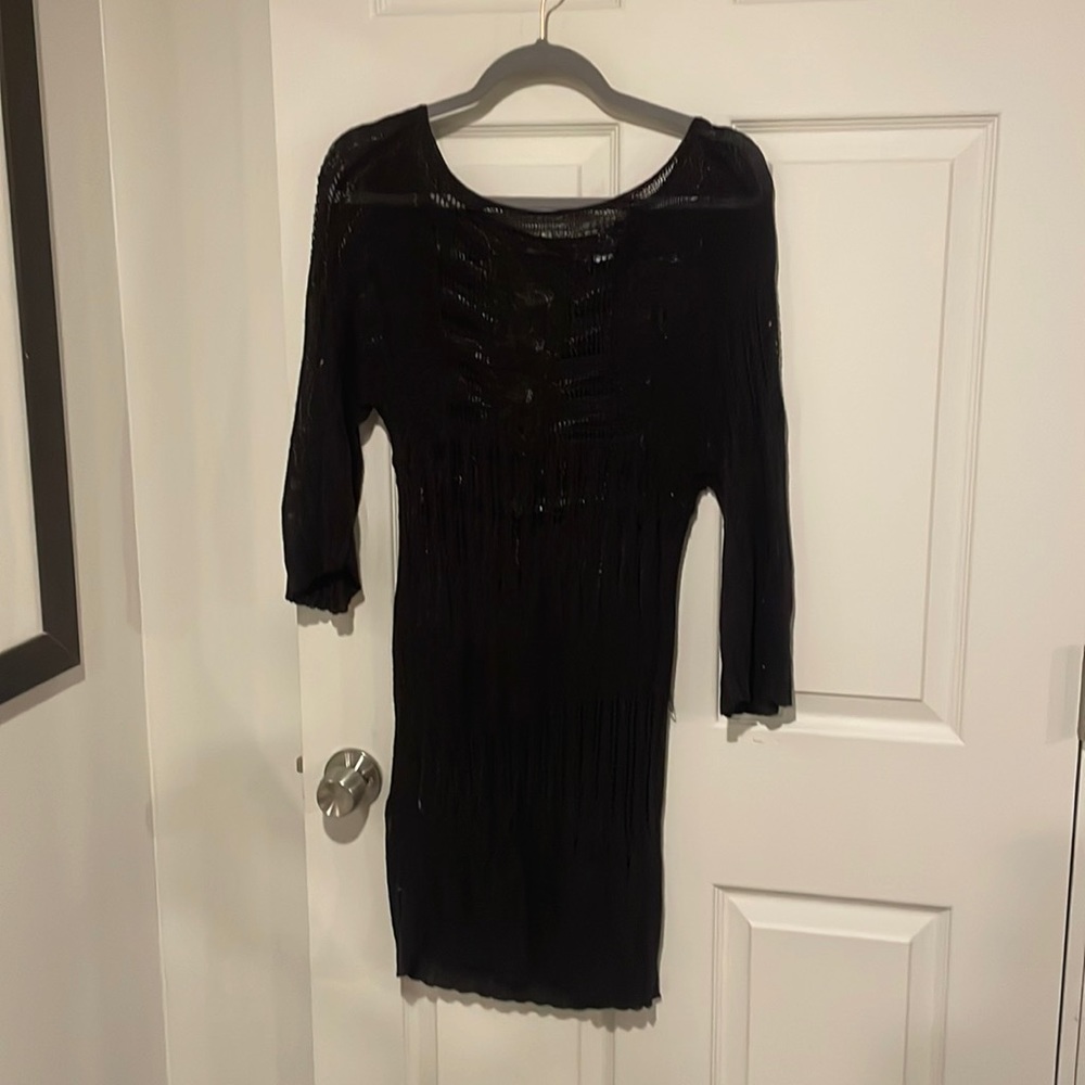 Moda International Black Crochet Swim Cover Up XS